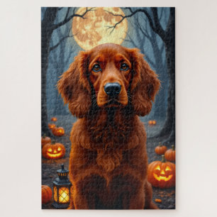 Irish Red Setter Gothic Halloween-Porträt Puzzle