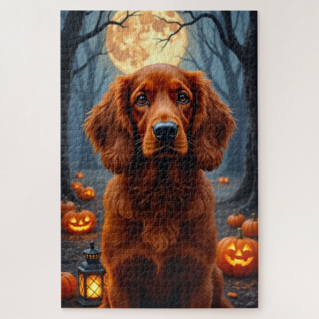 Irish Red Setter Gothic Halloween-Porträt Puzzle (Vertikal)