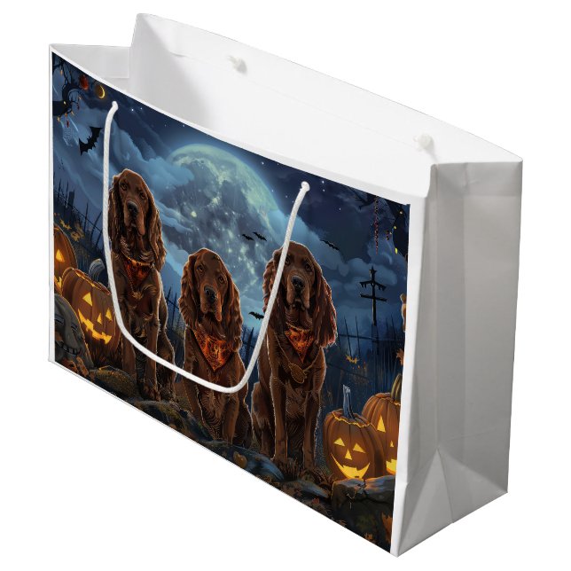 Irish Red Setter Halloween Spooky Große Geschenktüte (Vorderseite Schrägansicht)