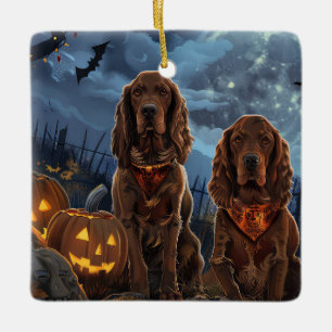 Irish Red Setter Halloween Spooky Keramikornament