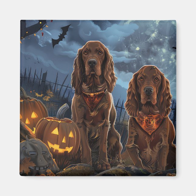Irish Red Setter Halloween Spooky Magnet (Vorne)