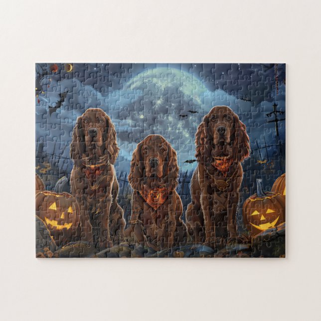 Irish Red Setter Halloween Spooky Puzzle (Horizontal)