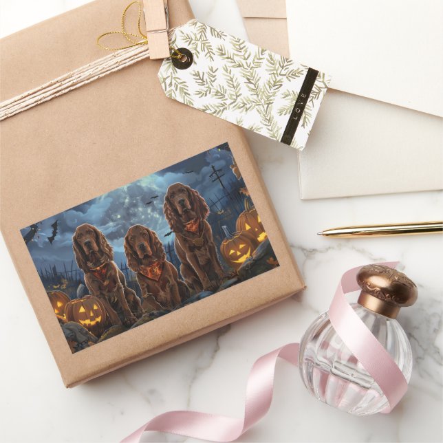 Irish Red Setter Halloween Spooky Rechteckiger Aufkleber (Schenken)
