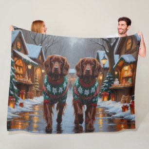 Irish Red Setter Hunde Weihnachten Schnee Urlaub Fleecedecke