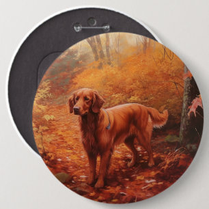 Irish Red Setter im Herbst Leaves Fall Inspiriert Button