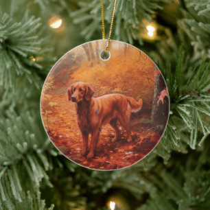 Irish Red Setter im Herbst Leaves Fall Inspiriert Keramik Ornament