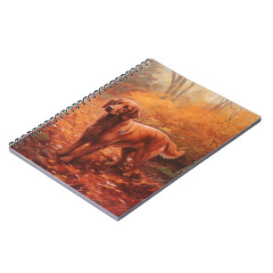 Irish Red Setter im Herbst Leaves Fall Inspiriert Notizblock