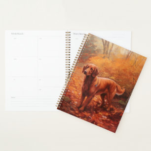 Irish Red Setter im Herbst Leaves Fall Inspiriert Planer