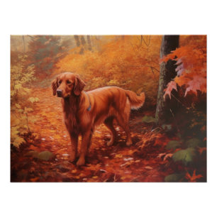 Irish Red Setter im Herbst Leaves Fall Inspiriert Poster