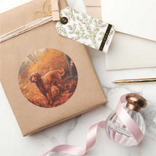 Irish Red Setter im Herbst Leaves Fall Inspiriert Runder Aufkleber