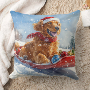 Irish Red Setter in Sledge Let it Snow Christmas Kissen