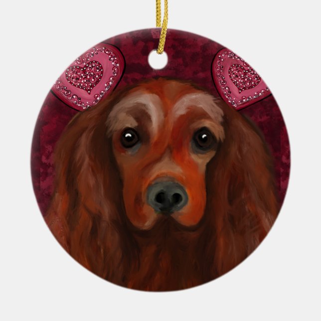 Irish Red Setter Keramik Ornament (Vorne)