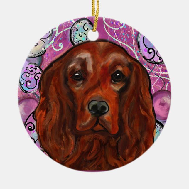 Irish Red Setter Keramik Ornament (Vorne)