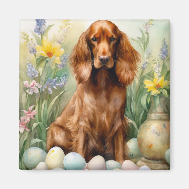Irish Red Setter mit Ostereiern Magnet (Vorne)
