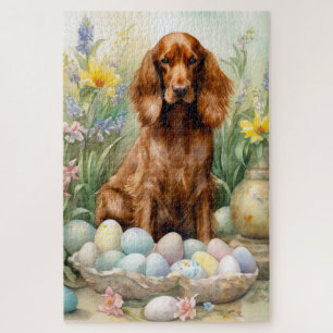 Irish Red Setter mit Ostereiern Puzzle