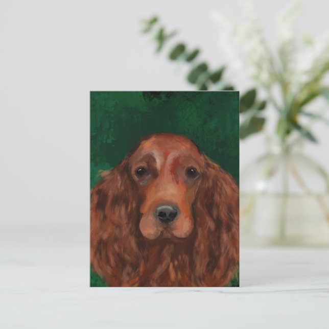 Irish Red Setter Postkarte (Stehend Vorderseite)