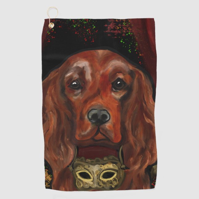 Irish Red Setter Postkarte Golfhandtuch (Vorderseite)