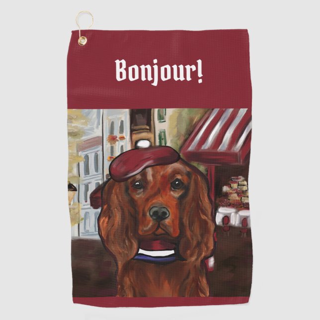 Irish Red Setter Postkarte Golfhandtuch (Vorderseite)