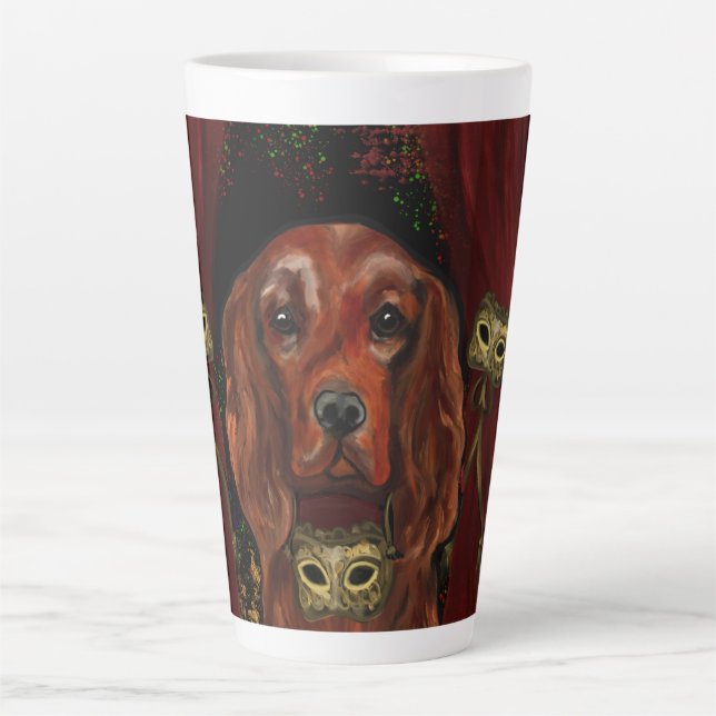 Irish Red Setter Postkarte Milchtasse (Vorderseite)