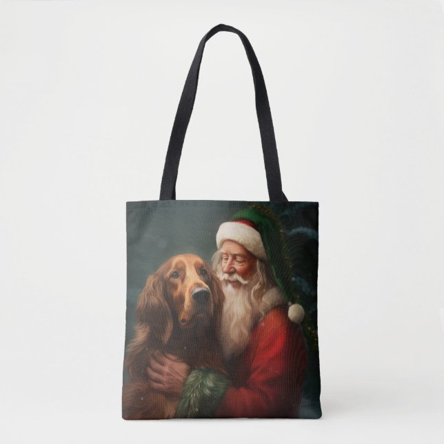 Irish Red Setter Santa Claus Festliche Weihnachten (Vorderseite)