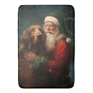 Irish Red Setter Santa Claus Festliche Weihnachten Badematte