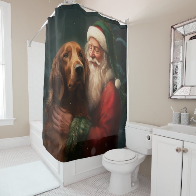 Irish Red Setter Santa Claus Festliche Weihnachten Duschvorhang (Beispiel)