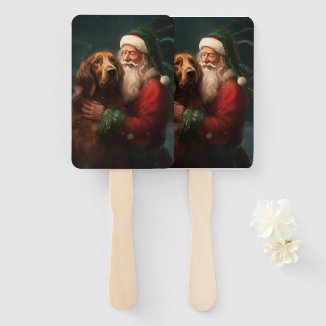 Irish Red Setter Santa Claus Festliche Weihnachten Fächer (Vorne und Hinten)