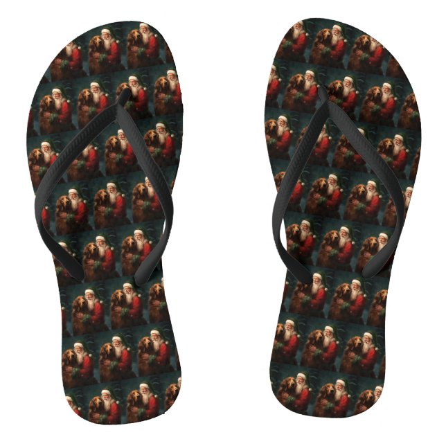 Irish Red Setter Santa Claus Festliche Weihnachten Flip Flops (Fußbett)