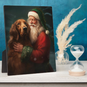 Irish Red Setter Santa Claus Festliche Weihnachten Fotoplatte