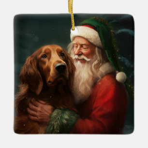 Irish Red Setter Santa Claus Festliche Weihnachten Keramikornament