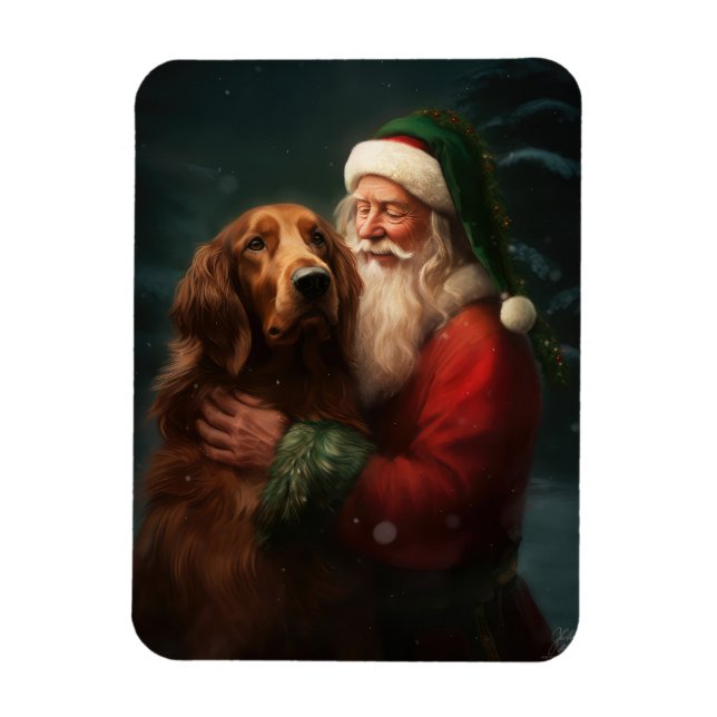 Irish Red Setter Santa Claus Festliche Weihnachten Magnet (Vertikal)