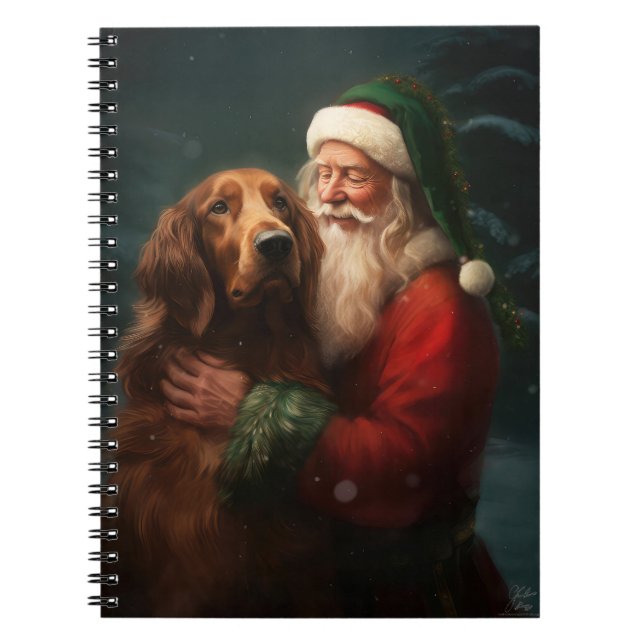 Irish Red Setter Santa Claus Festliche Weihnachten Notizblock (Vorderseite)