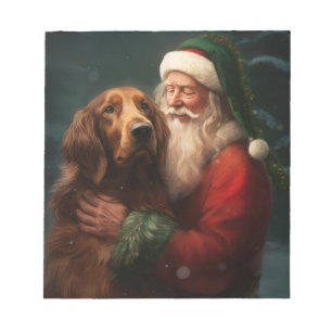 Irish Red Setter Santa Claus Festliche Weihnachten Notizblock