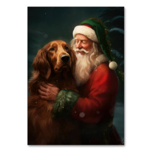 Irish Red Setter Santa Claus Festliche Weihnachten Tischnummer