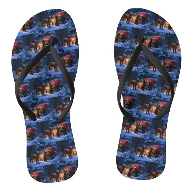 Irish Red Setter Snowy Sleigh Weihnachtsdekor Flip Flops (Fußbett)
