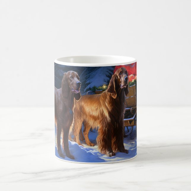 Irish Red Setter Snowy Sleigh Weihnachtsdekor Kaffeetasse (Mittel)