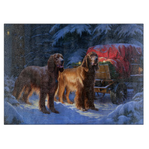 Irish Red Setter Snowy Sleigh Weihnachtsdekor Schneidebrett