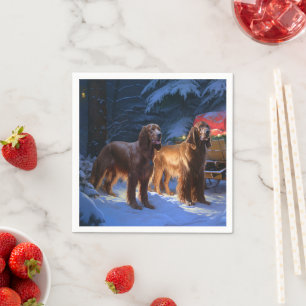 Irish Red Setter Snowy Sleigh Weihnachtsdekor Serviette
