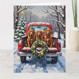 Irish Red Setter Weihnachten Roter LKW Feiertag Karte