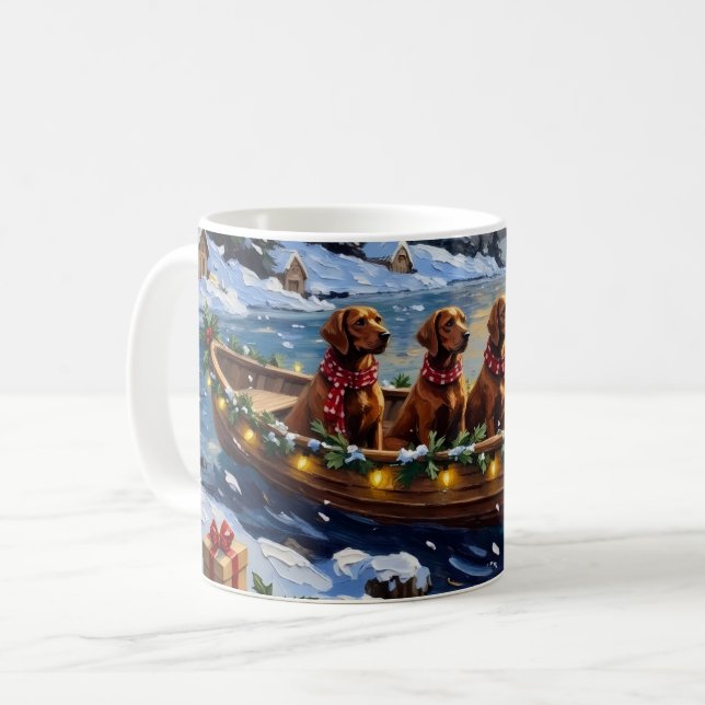 Irish Red Setter Weihnachtsboot Urlaub Kaffeetasse (Vorderseite Links)