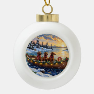 Irish Red Setter Weihnachtsboot Urlaub Keramik Kugel-Ornament