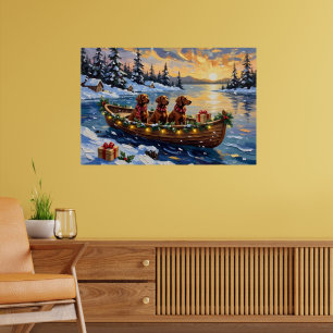 Irish Red Setter Weihnachtsboot Urlaub Poster