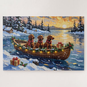 Irish Red Setter Weihnachtsboot Urlaub Puzzle