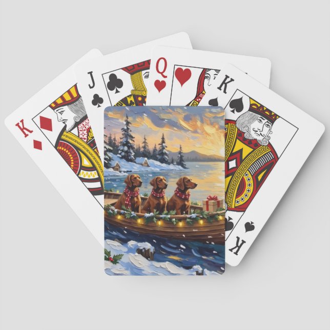 Irish Red Setter Weihnachtsboot Urlaub Spielkarten (Rückseite)