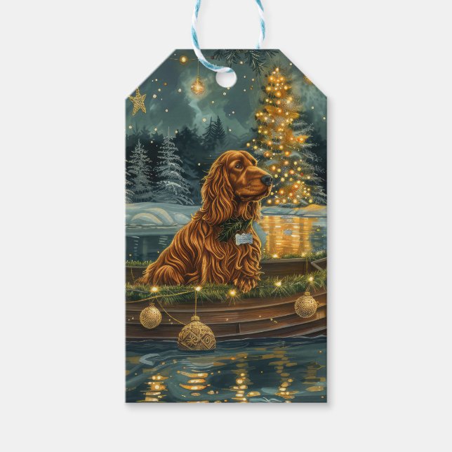 Irish Red Setter Weihnachtsfest Reise Geschenkanhänger (Vorderseite)
