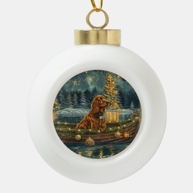 Irish Red Setter Weihnachtsfest Reise Keramik Kugel-Ornament (Vorderseite)