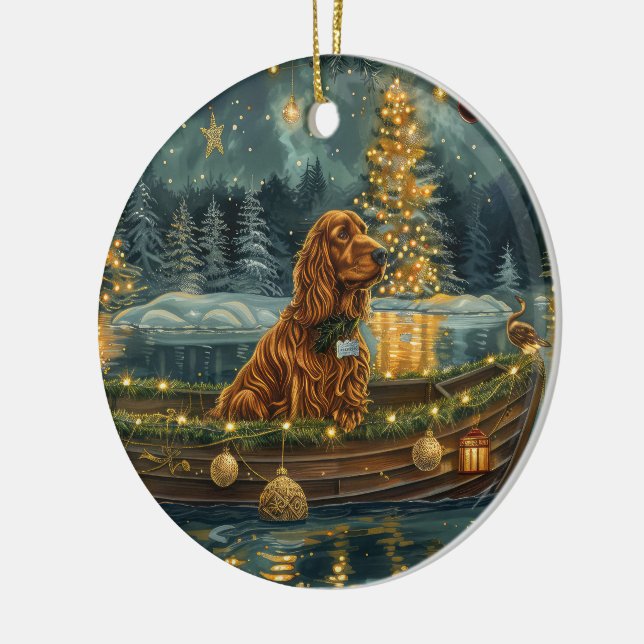 Irish Red Setter Weihnachtsfest Reise Keramik Ornament (Links)