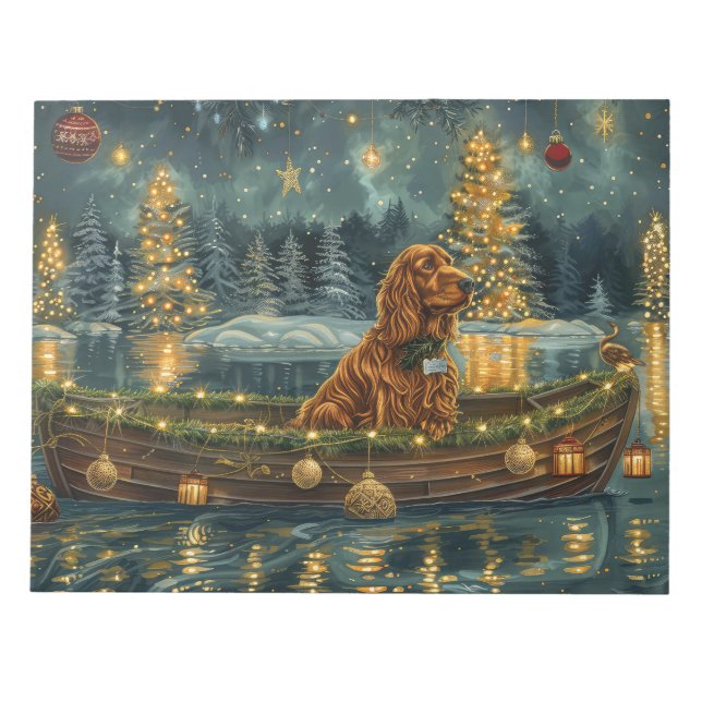 Irish Red Setter Weihnachtsfest Reise Notizblock (Vorderseite)