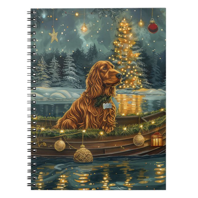 Irish Red Setter Weihnachtsfest Reise Notizblock (Vorderseite)