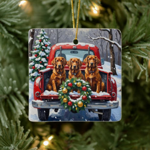 Irish Red Setter Weihnachtsroter LKW Feiertag Keramikornament